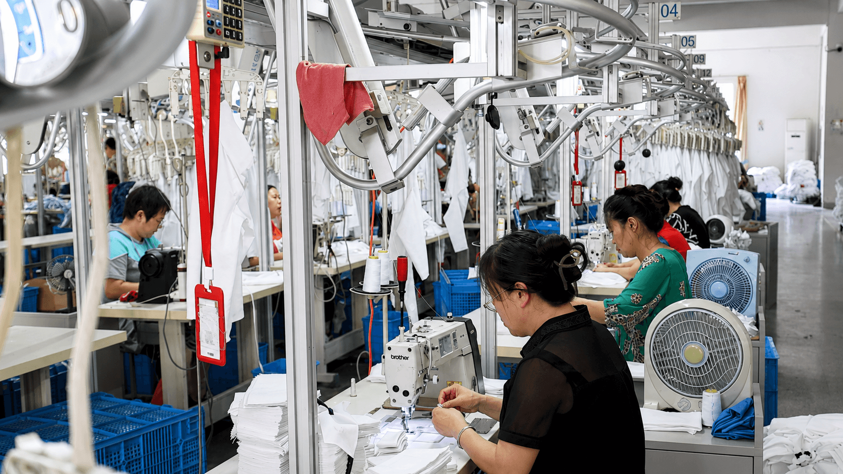Coverenta sewing workshop production line for custom apparel manufacturing in China